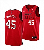 Men's Miami Heat #45 Davion Mitchell Red 2025 City Edition Stitched Jersey Dzhi,baseball caps,new era cap wholesale,wholesale hats